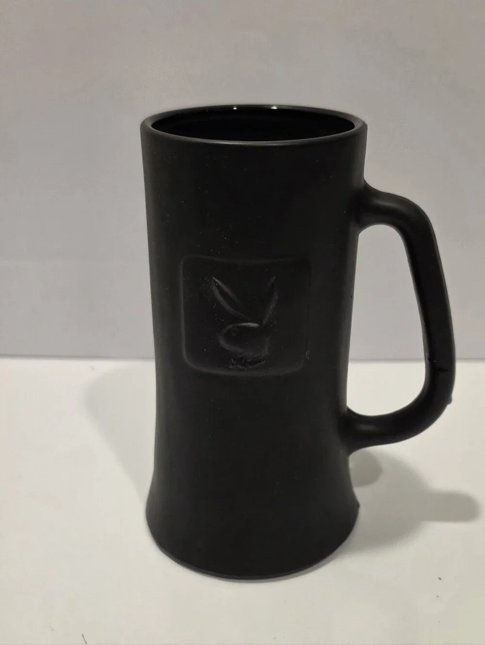 Vintage Playboy Bunny Beer Mug Stein Black Glass Satin Matte